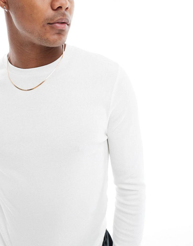 ASOS ASOS DESIGN essential muscle fit long sleeve rib t-shirt in white 4