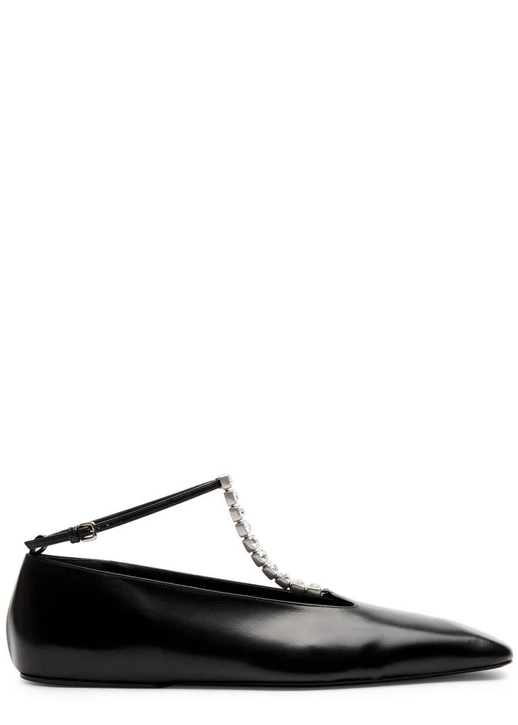 Jil Sander Crystal-embellished leather ballet flats 1