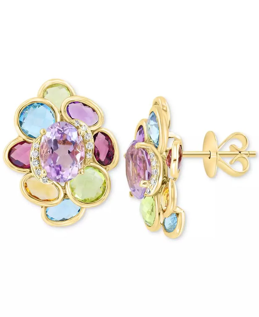 Effy EFFY® Multi-Gemstone (7-3/4 ct. tw.)
Diamond (1/20 ct. t.w.) Cluster Stud Earrings in 14k Gold