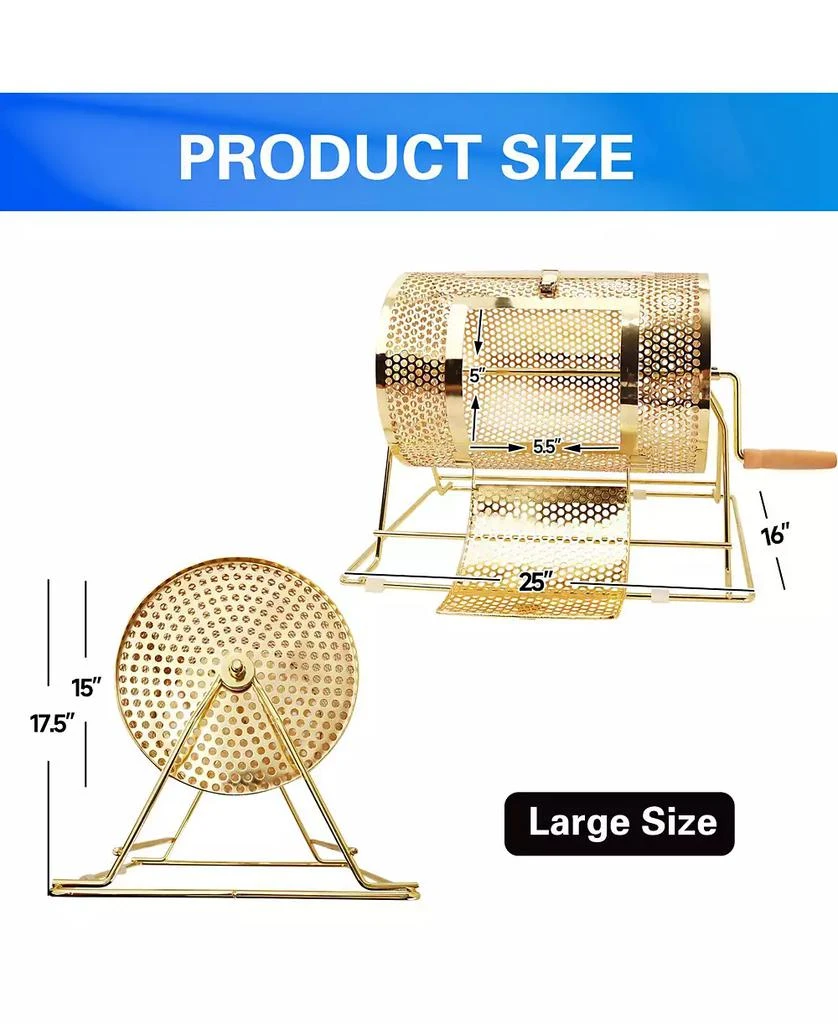 GSE Games 
Sports Expert Raffle Drum,X-Large Brass Raffle Ticket Spinning Cage, Holds 15,000 Tickets or 500 Ping Pong Balls 2