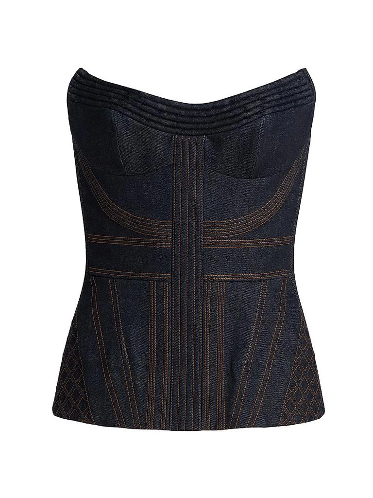 Zimmermann Stretch Denim Strapless Corset Top