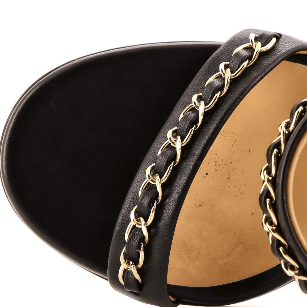 Chanel Women's Chain Straps Heeled Sandals Leather 5