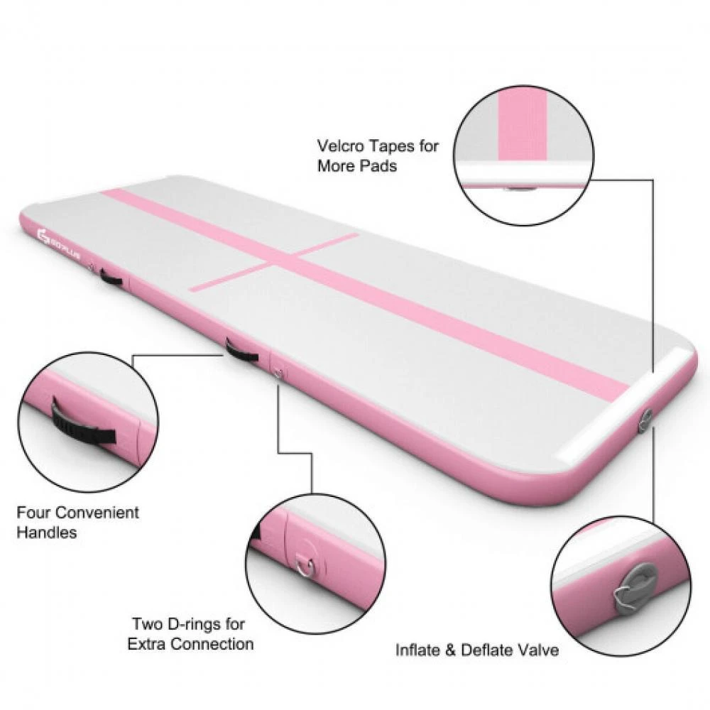 Hivvago 10 Feet Inflatable Gymnastics Tumbling Mat with Pump -Pink 5