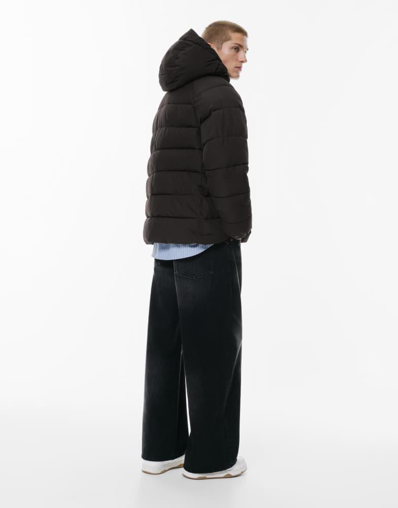 Pull&Bear Pull&Bear Stwd hooded puffer jacket in black - Coats