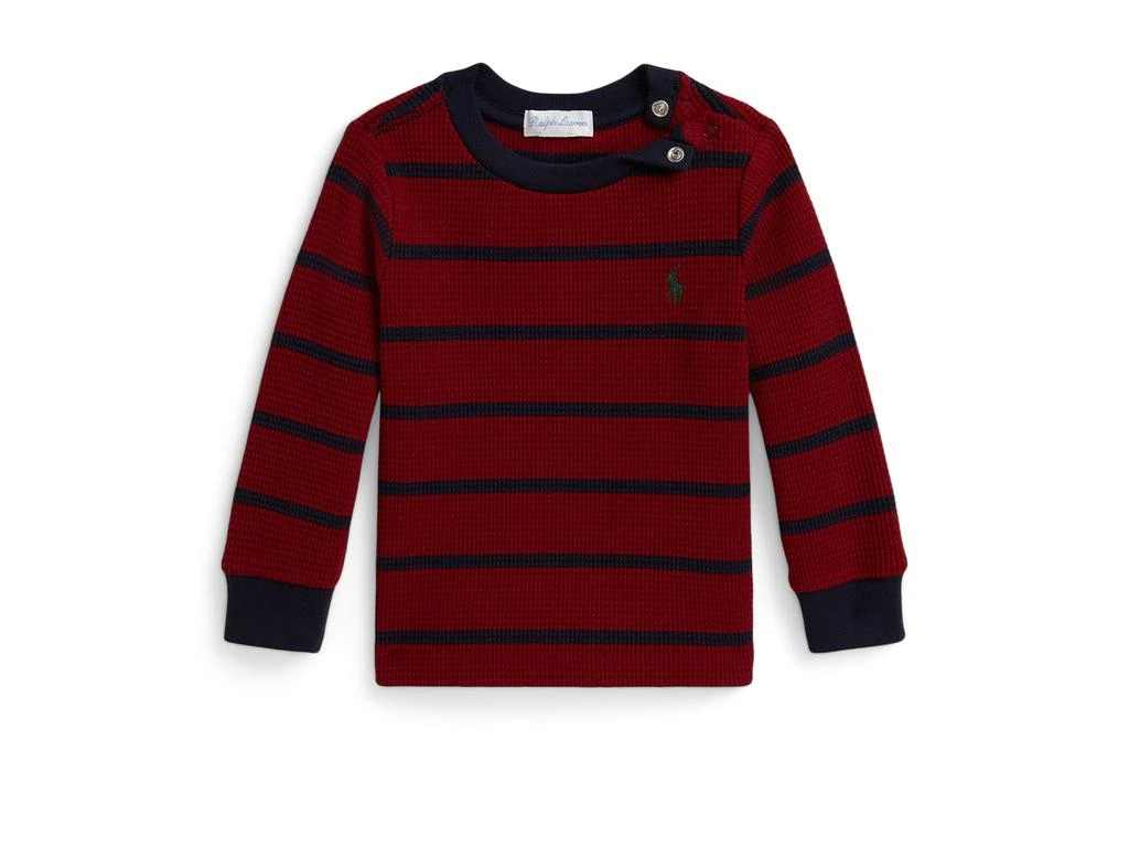 Ralph Lauren Striped Waffle Cotton Long Sleeve Tee (Infant)