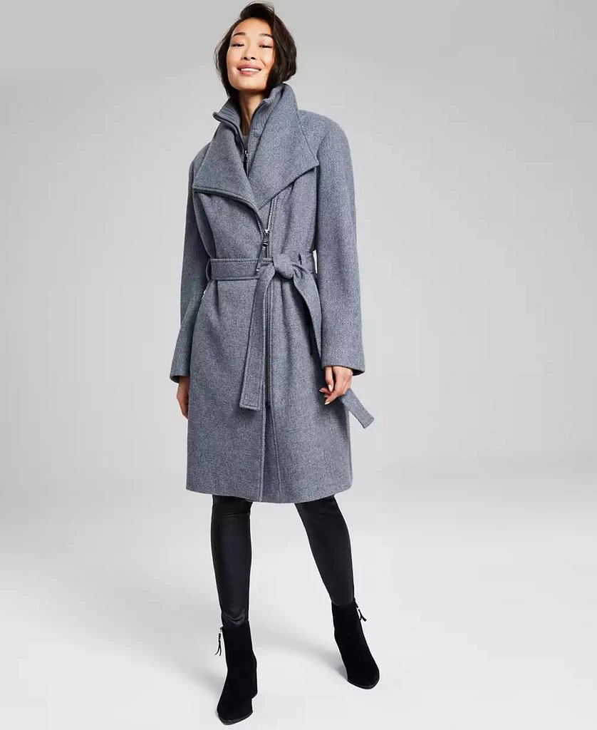 Calvin Klein Womens Wool Blend Belted Wrap Coat, Created for Macys 1