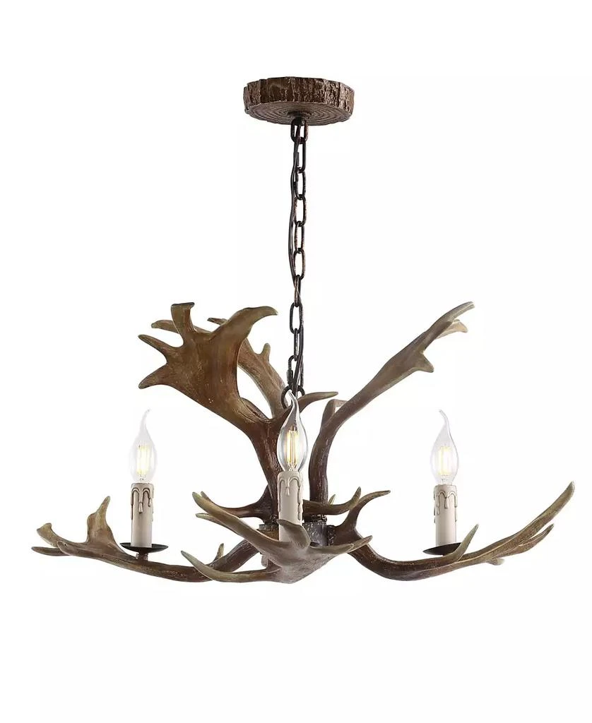 JONATHAN Y Eldora 27" Adjustable Resin Antler 3-Light LED Chandelier 2