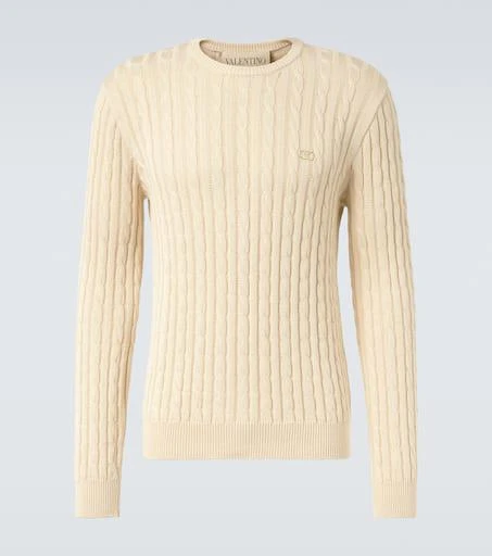 Valentino VLogo cable-knit cotton sweater 1