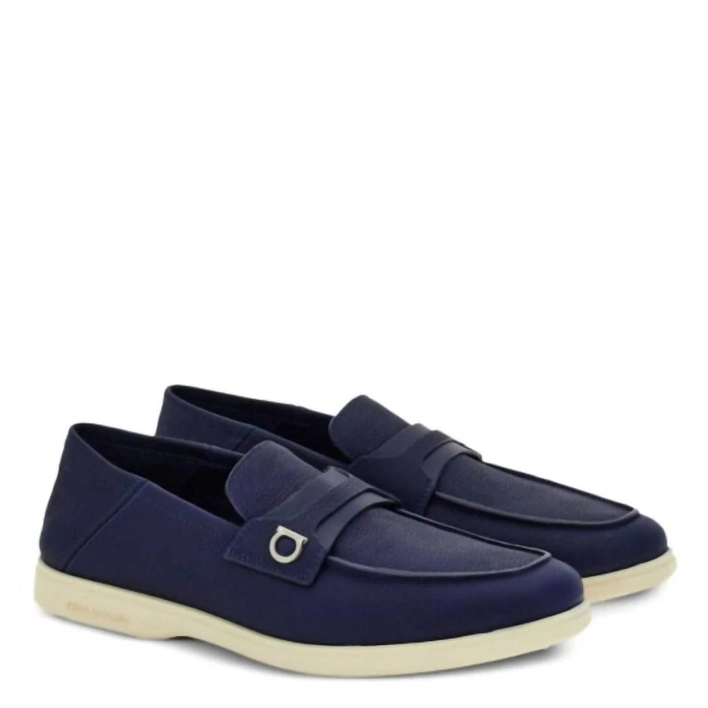 Salvatore Ferragamo Men
s Gancini Plaque Leather Loafers In Blue 2