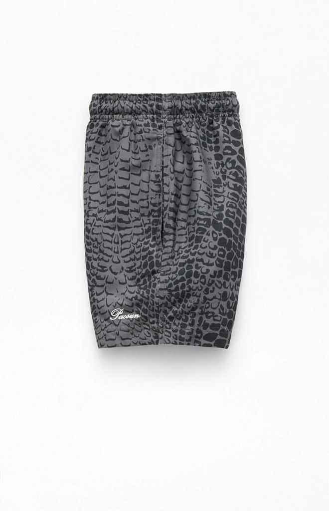 PacSun Black Crocodile 4.5" Swim Trunks 3