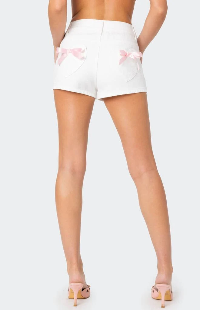 Edikted Bow Pocket Washed Denim Shorts 4