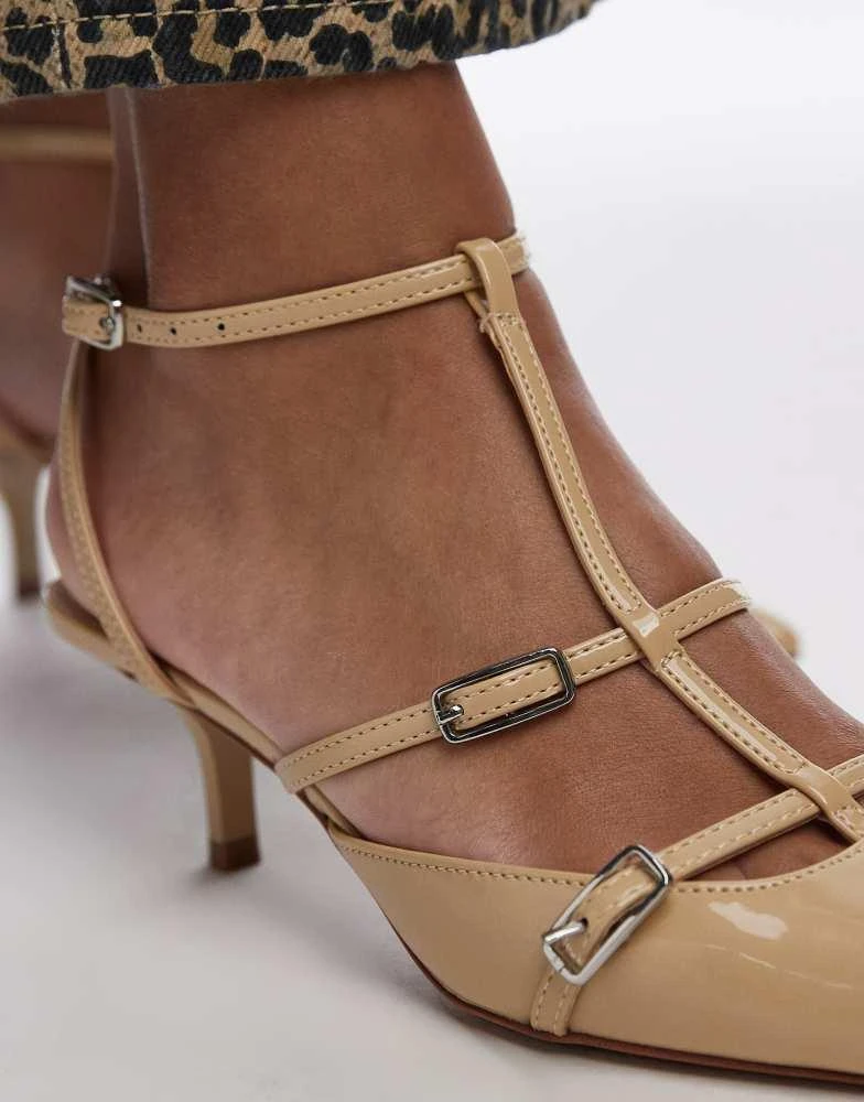 Mango Mango pointed buckle heel in beige 4