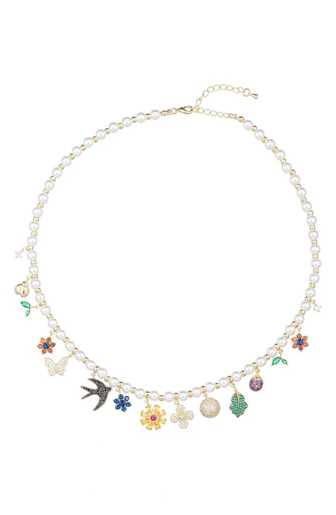 EYE CANDY LOS ANGELES Juliet CZ Charm & Imitation Pearl Necklace 1