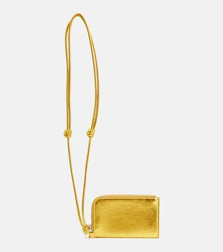 Jil Sander Envelope leather card holder with strap 1