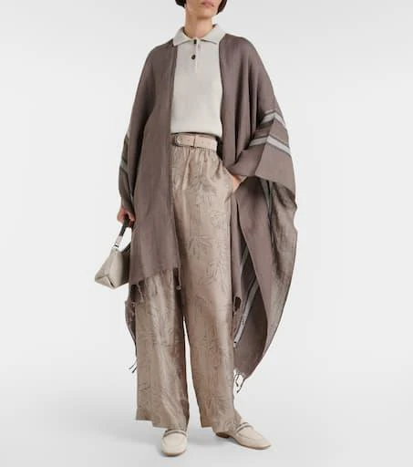 Brunello Cucinelli Striped linen cape 2