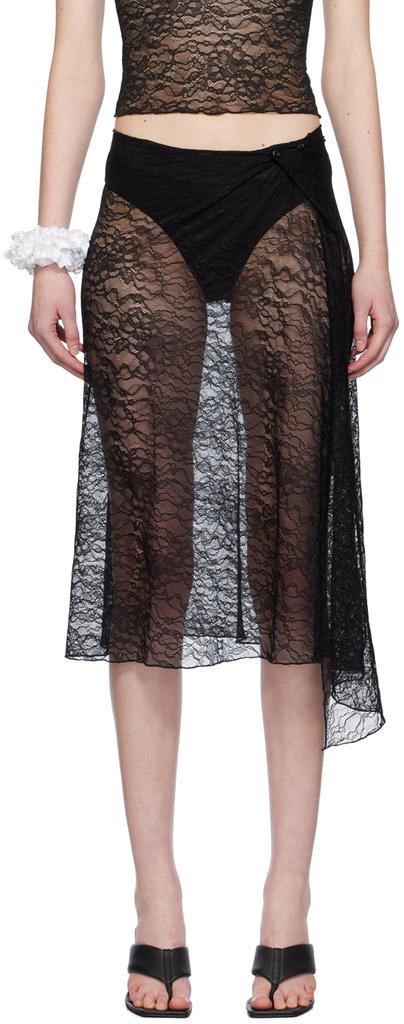 Gil Rodriguez Black Asymmetrical Midi Skirt