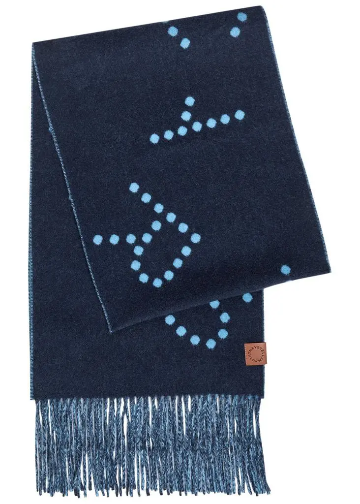 Stella McCartney Logo fringed wool scarf