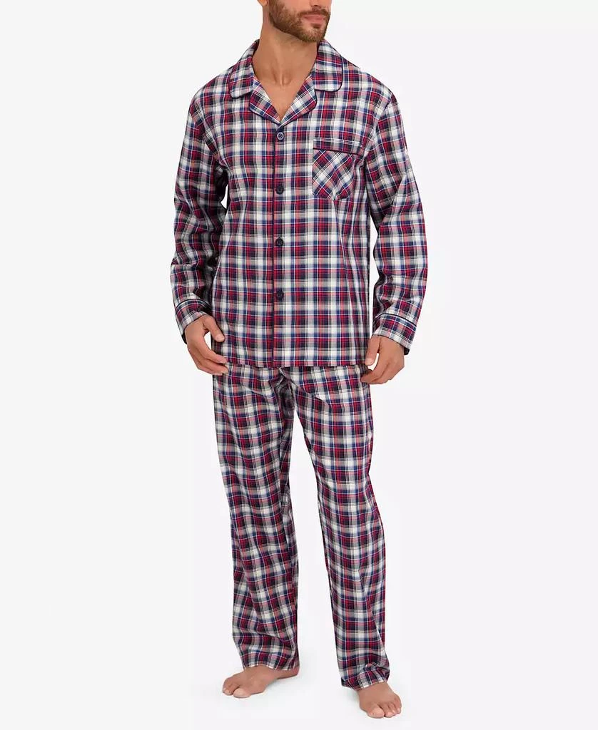 Hanes Men
s Woven Button Down Pajama Sleep Set