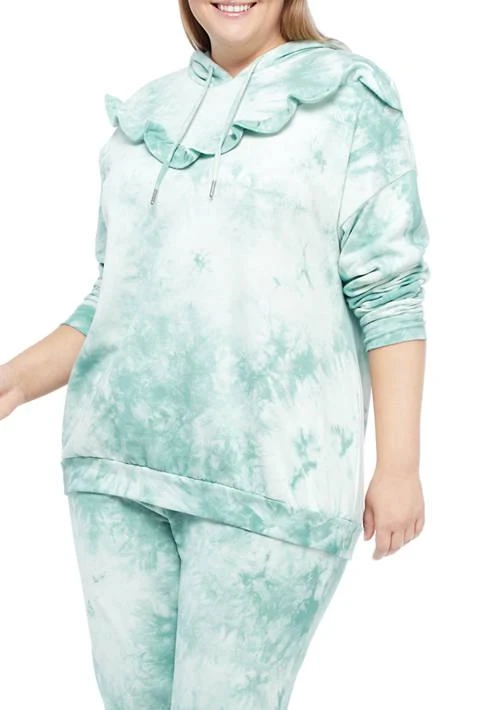 Wonderly Plus Size Ruffle Hood Sweatshirt 1