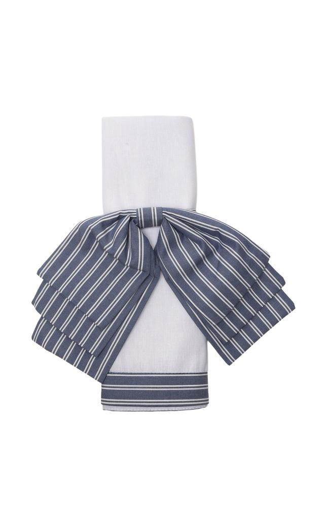 Gohar World Gohar World - Set-of-Two Cotton-Linen Napkin Bows - Blue - Moda Operandi