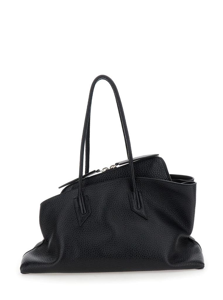 The Attico 'La Passeggiata' Black Shoulder Bag With Two Top Handles In Leather Woman