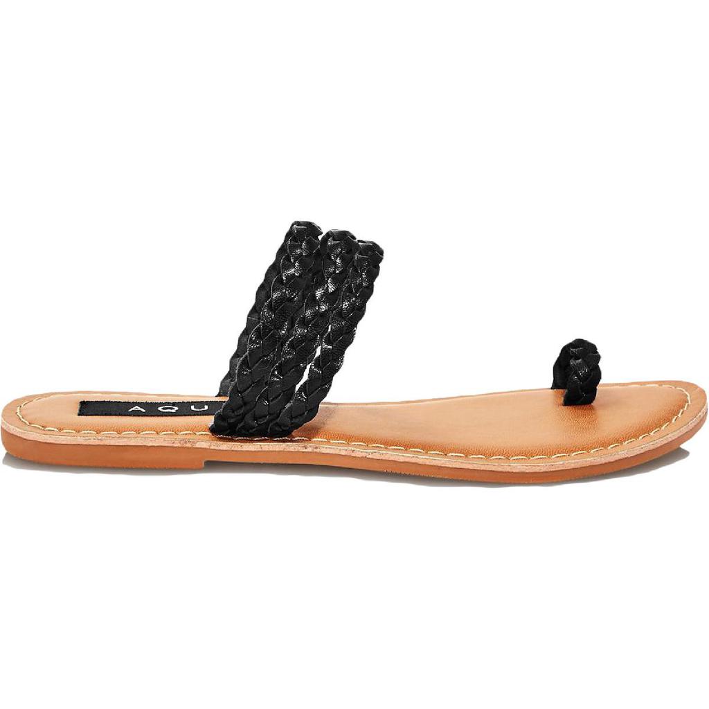 Aqua Slay Womens Leather Braided Flats