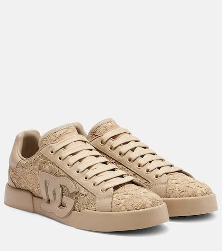 Dolce 
Gabbana Portofino lace-trimmed leather sneakers 1