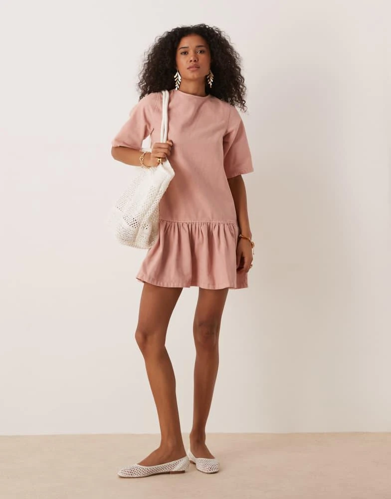 t shirt drop waist dress ASOS Design dropped waist T-Shirt Maxi Dress in stripe print-Multi