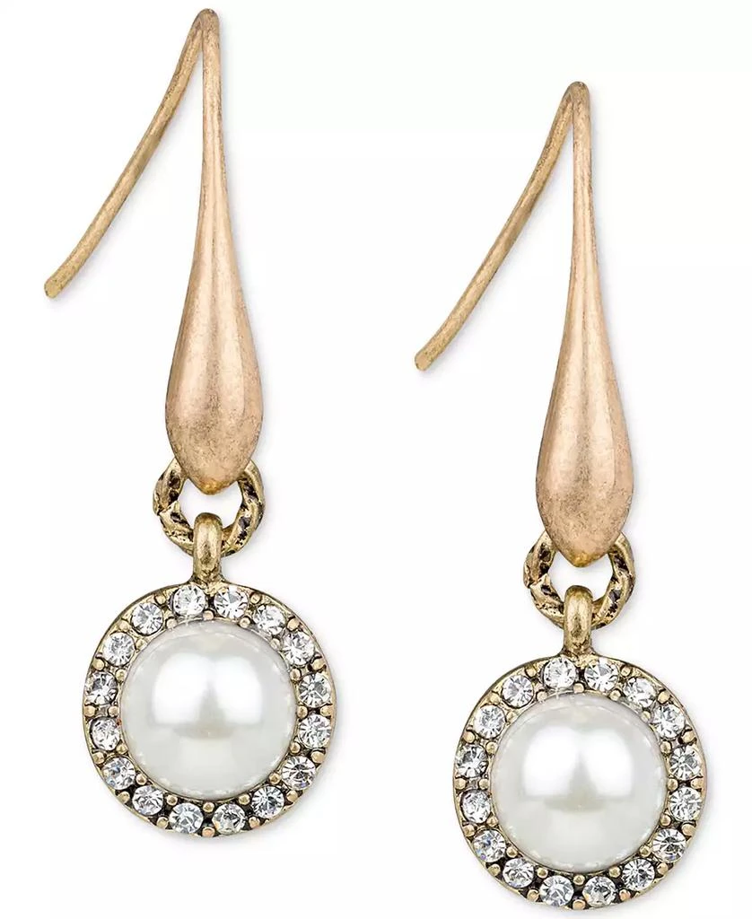 Patricia Nash Gold-Tone Imitation Pearl & Pavé Halo Drop Earrings 1