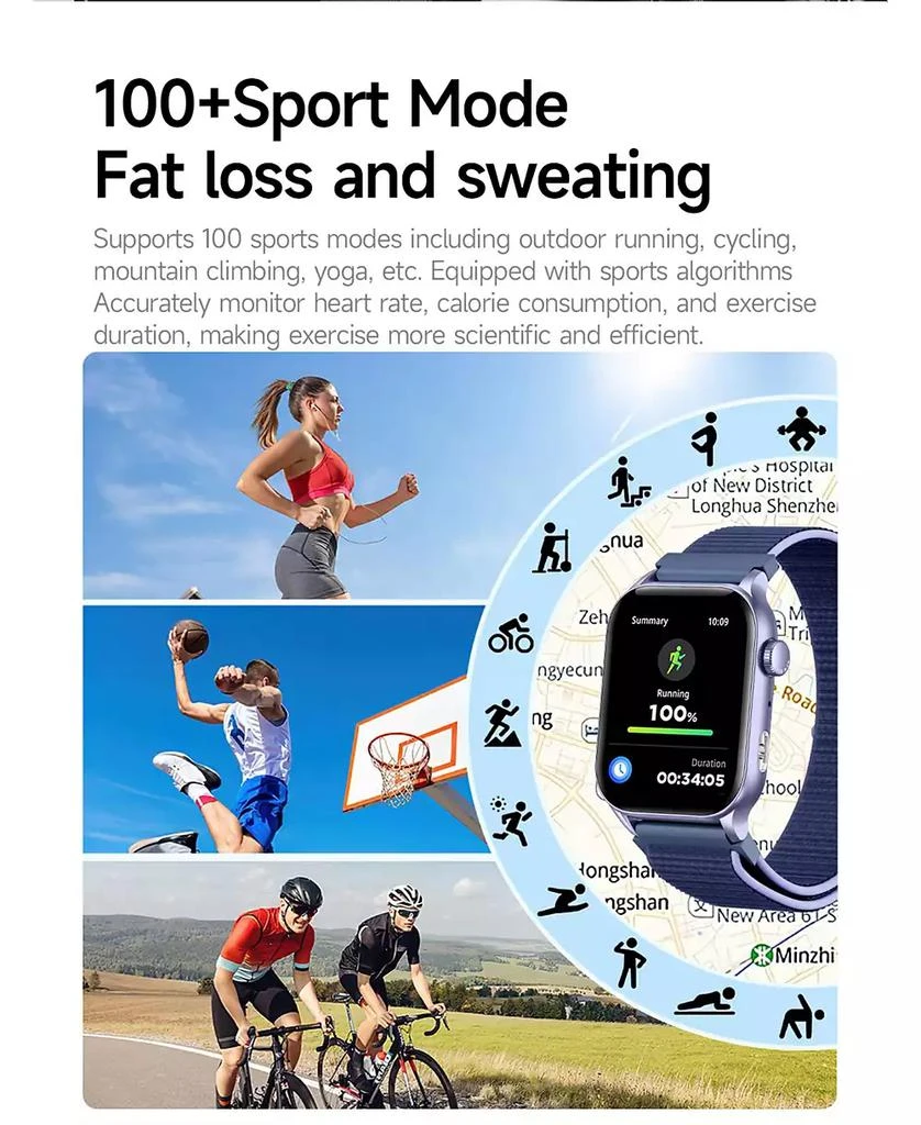 RUXING Smart 1.95" AMOLED Smart Watch for Women Men With Bluetooth Calling, Health Monitoring,Sport Modes, Intelligent Reminder IP67 -Silver 6