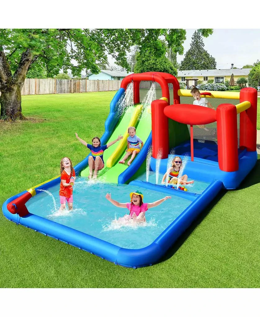 SKONYON Inflatable Water Slide with Ocean Balls for Kids without Blower 8