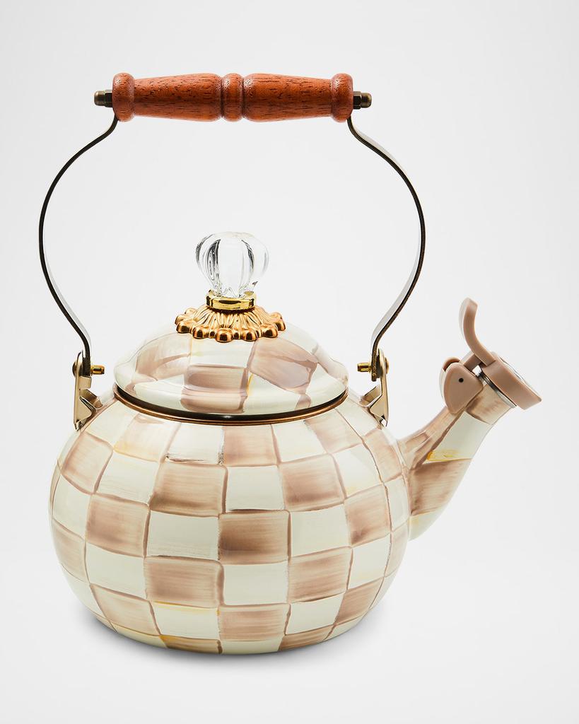 MacKenzie-Childs Mocha Check Whistling Tea Kettle