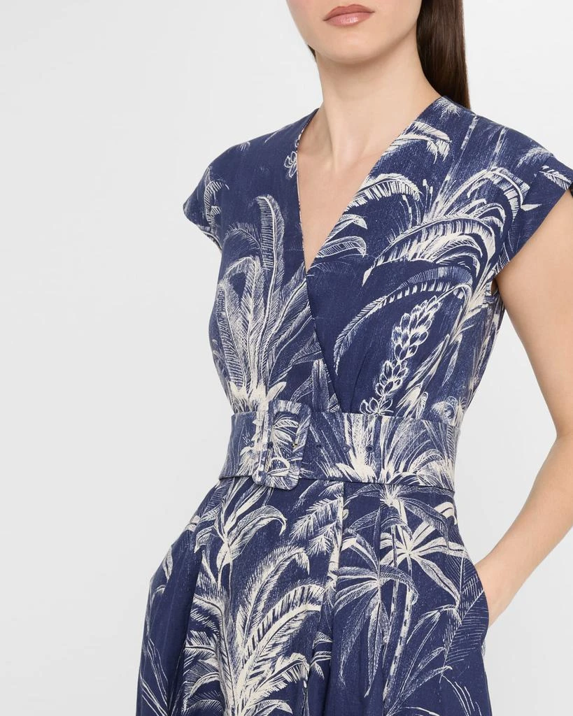 Marella Belted Palm Tree-Print Midi Dress 5