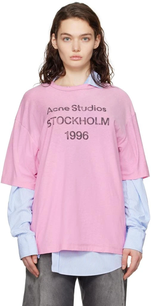 Acne Studios Pink Relaxed Fit Logo T-shirt 1