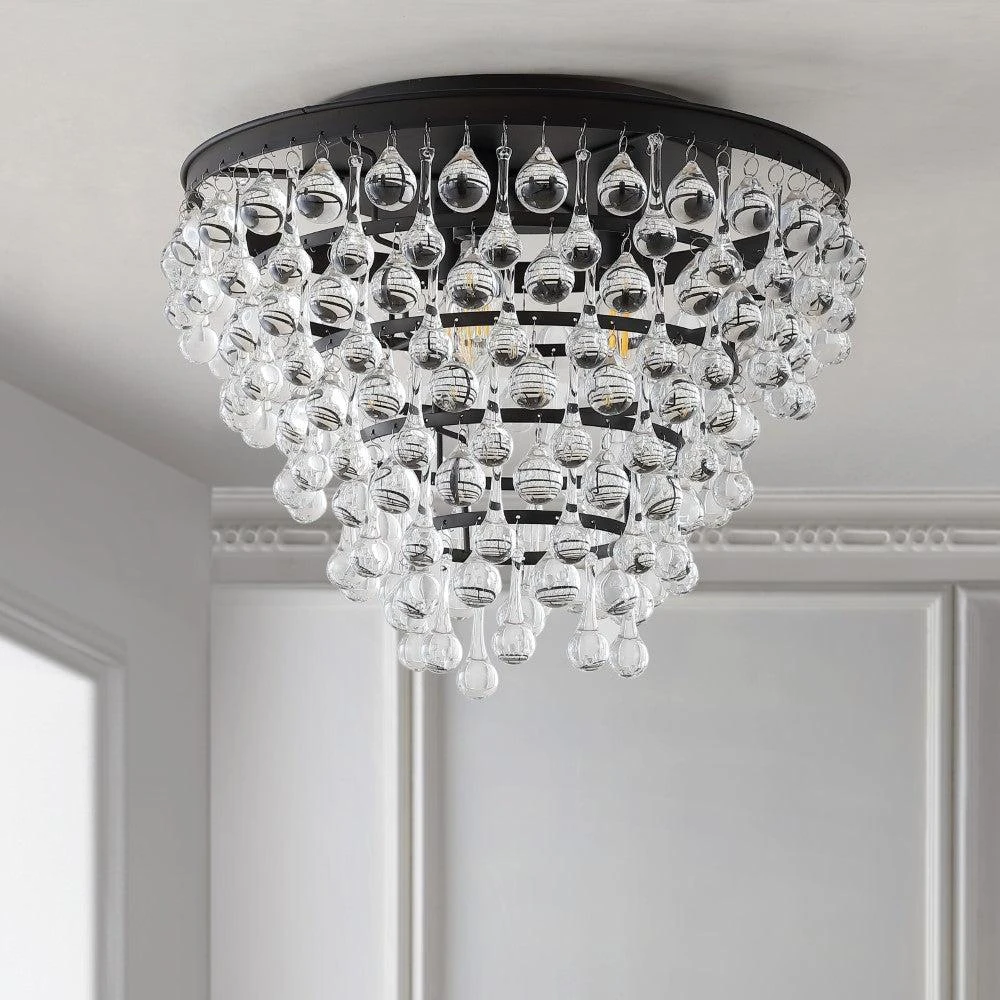 JONATHAN Y Toronto 16" Metal/Crystal LED Flush Mount 3