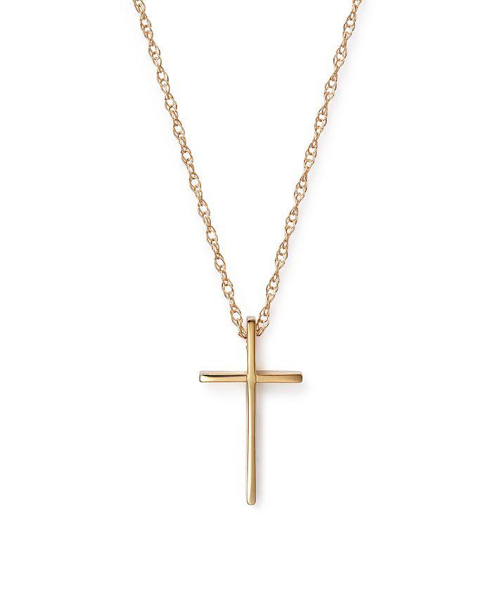Bloomingdale's 14K Yellow Gold Small Cross Pendant Necklace, 18"