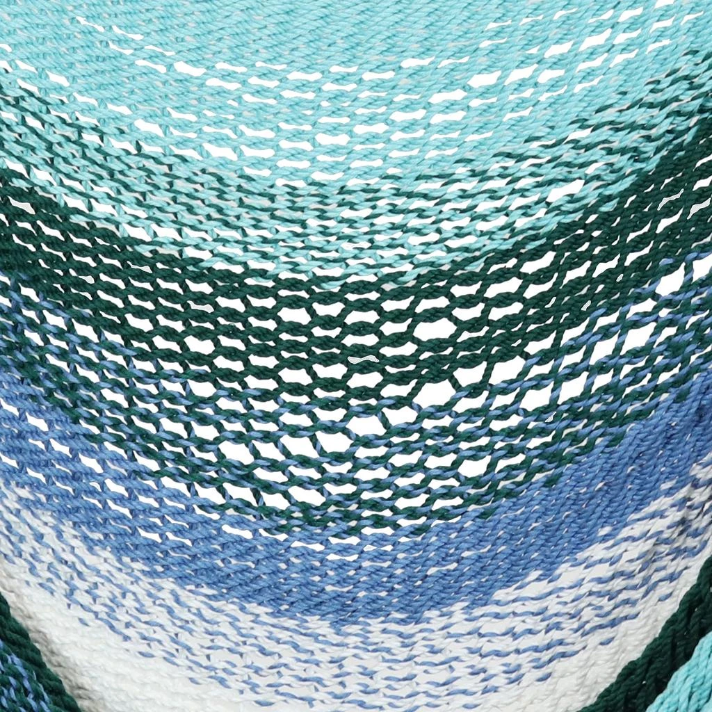 Sunnydaze Polyester Rope Hanging Caribbean-Style Hammock Chair Swing for Patio, Porch, or Yard - Lagoon Stripes 6