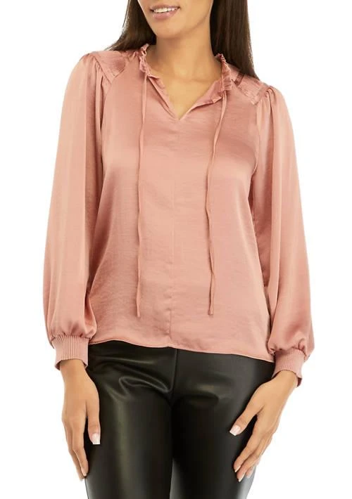 philosophy Womens Long Sleeve Smock Shoulder Airflow Blouse 1