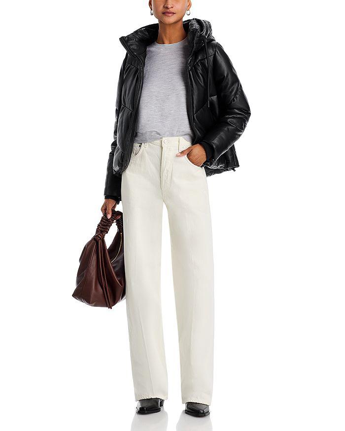 Andrew Marc Faux Leather Puffer Jacket