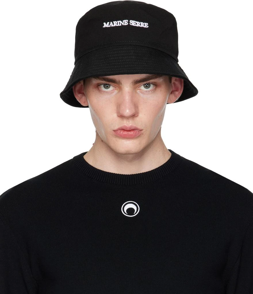 MARINE SERRE Black Canvas Bucket Hat 1