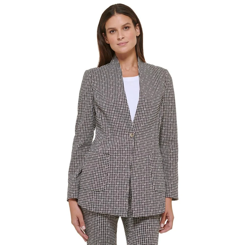 Tommy Hilfiger Women's Printed One-Button Blazer 1