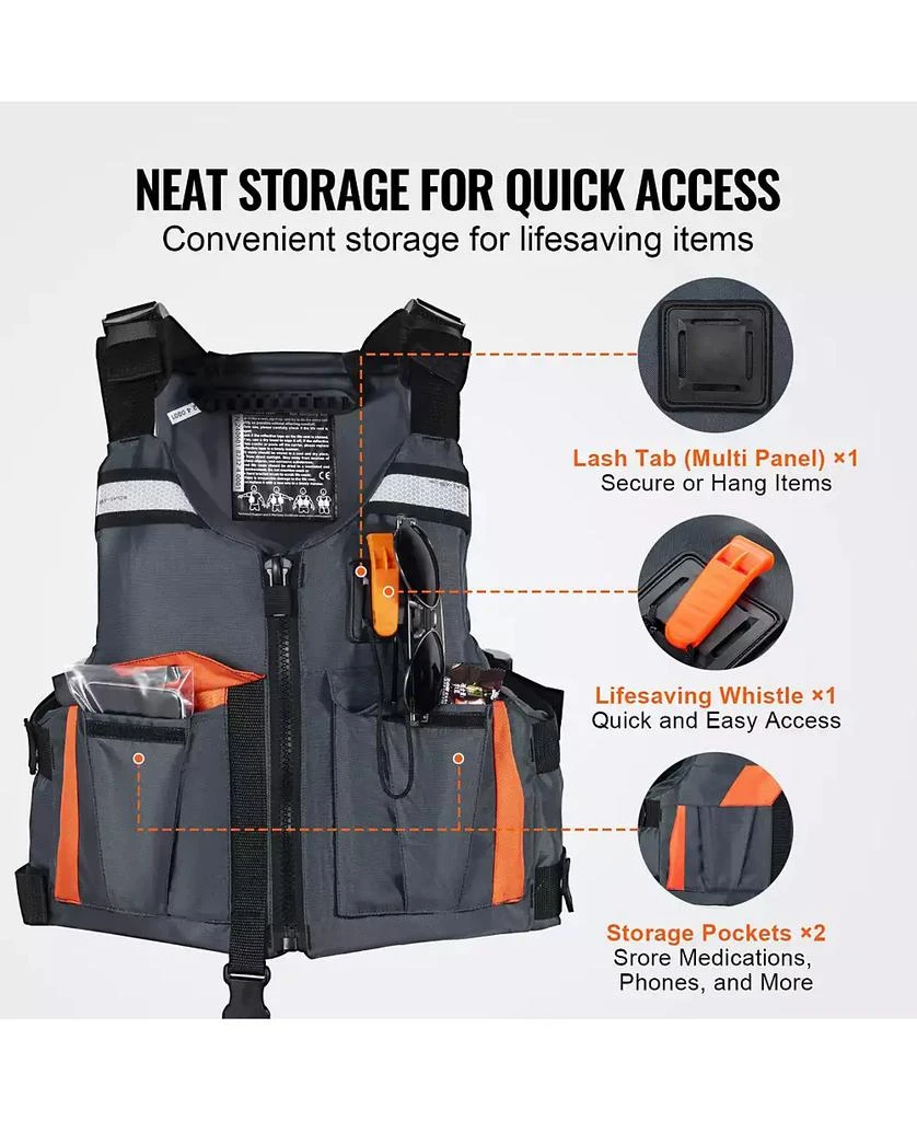 Mecale Life Vest for Watersports (PFD), Waterproof Nylon, 80N Buoyancy, Life Jacket for Fishing Kayaking Surfing, Men and Women 9