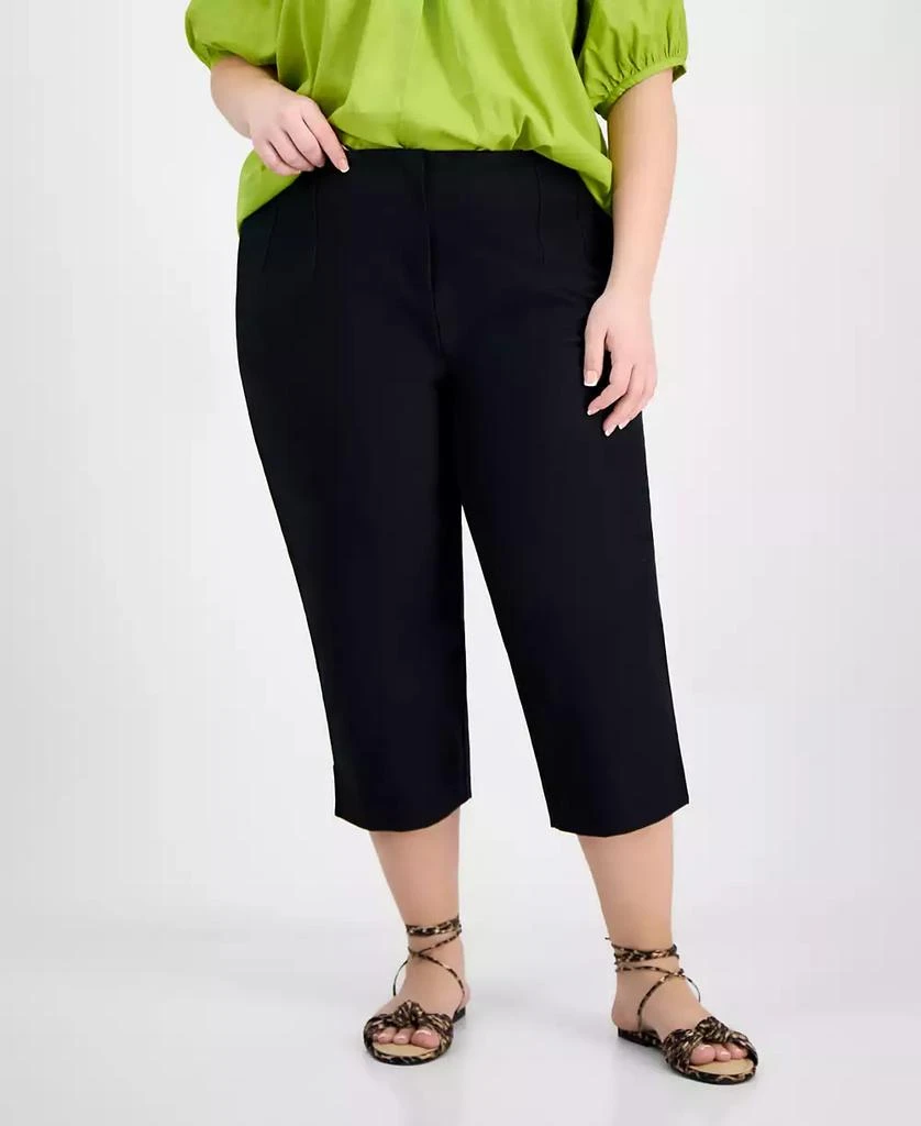 On 34th Trendy Plus Size Solid Stretch Straight-Leg Capris Pants, Exclusively at Macy's 3