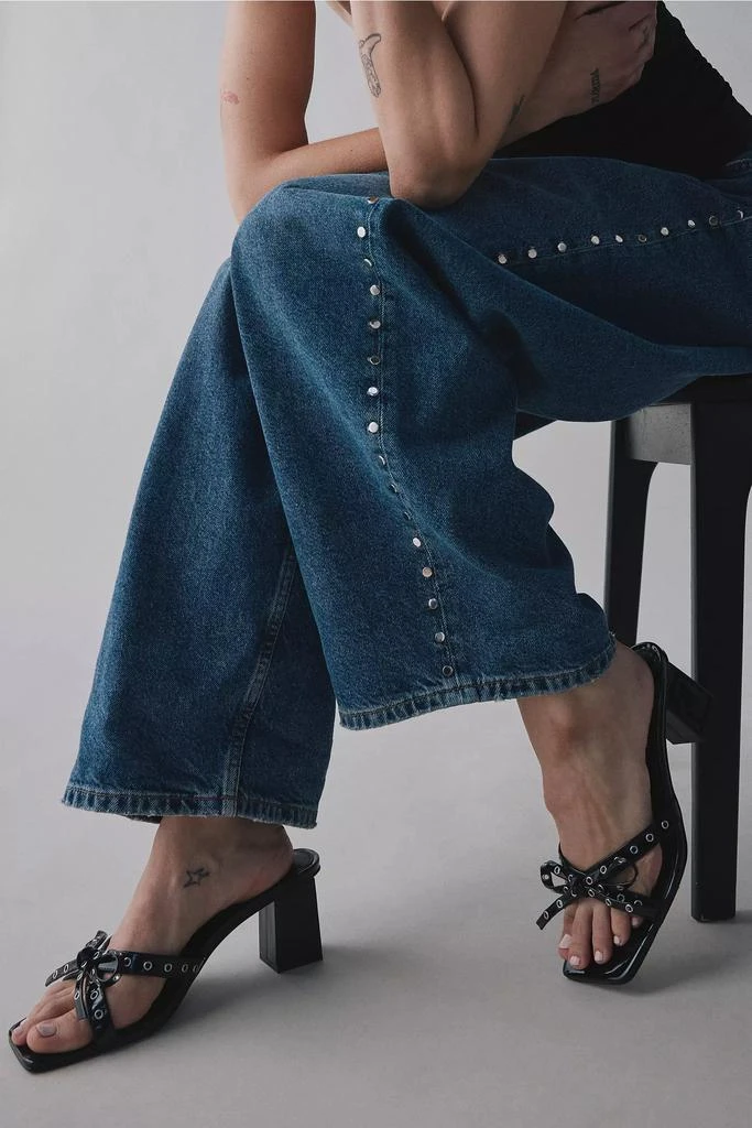 Urban Outfitters UO Charlie Rivet Bow Block Heel Sandal 1