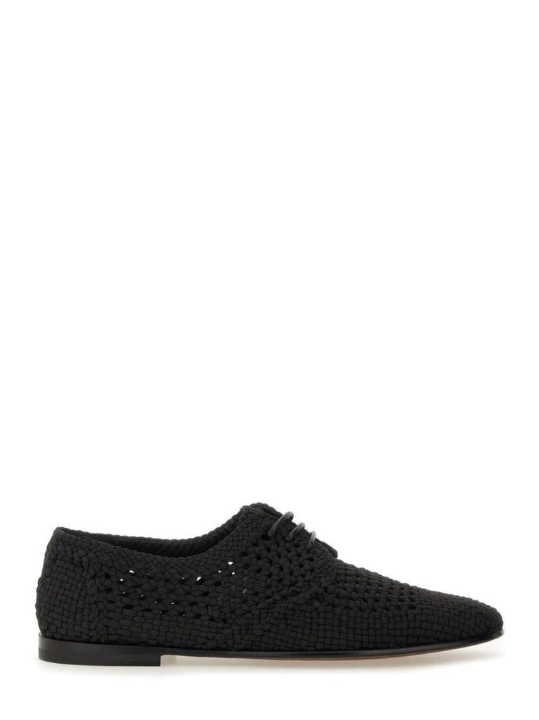 Dolce & Gabbana Woven Black Derby Shoe 1