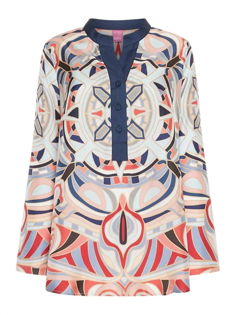 Franco Ferrari Mandala Printed Tunic Top In Multi Color 2