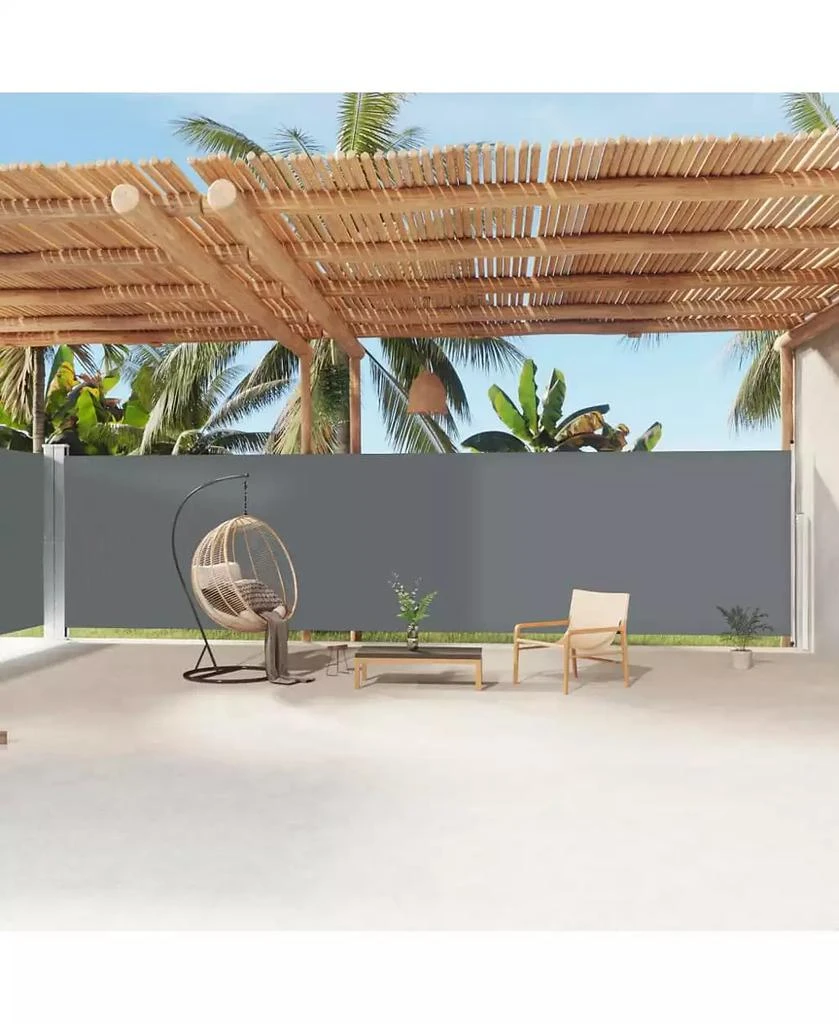 vidaXL Side Awning Charcoal Polyester fabric with PU coating 2