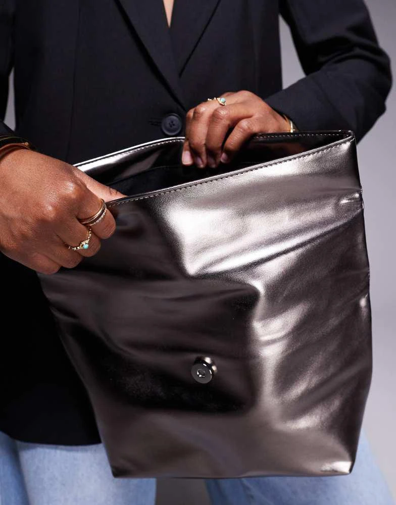 Foldover Clutch Asos Silver Bag ASOS ASOS DESIGN Roll Top Clutch