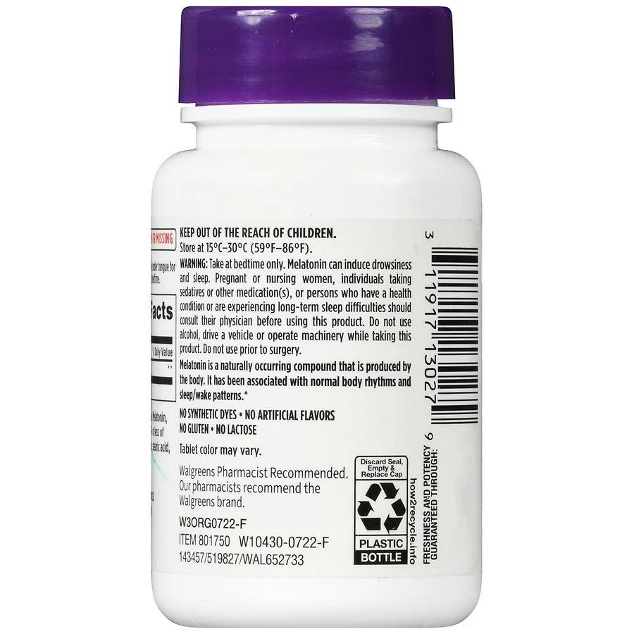 Walgreens Dye Free Melatonin 10 mg Quick-Dissolving Tablets (60 days) Natural Cherry 5