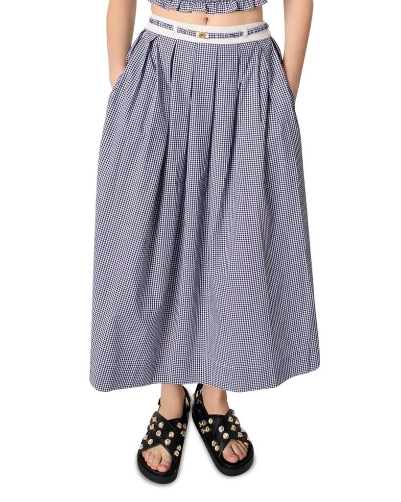 Maje Gingham Maxi Skirt 1